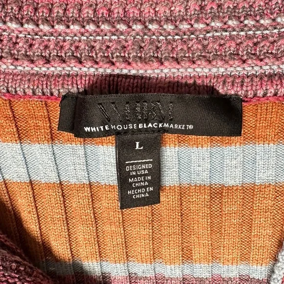 WHBM Spacedye Colorful Striped Knit Henley Top Large - Picture 9 of 9